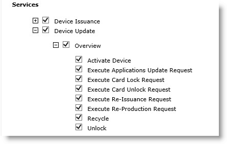 Services section with Device Update Overview option expanded